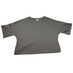 MAX STUDIO Women's 1X shirt Black White Geometric Print 3/4 Sleeve Top-thick